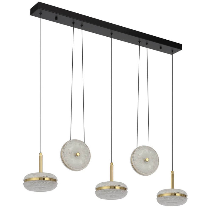 GOVAN: Antique Gold 5 Light Linear LED Pendant