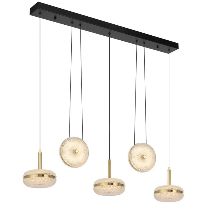 Telbix GOVAN: Antique Gold 5 Light Linear LED Pendant