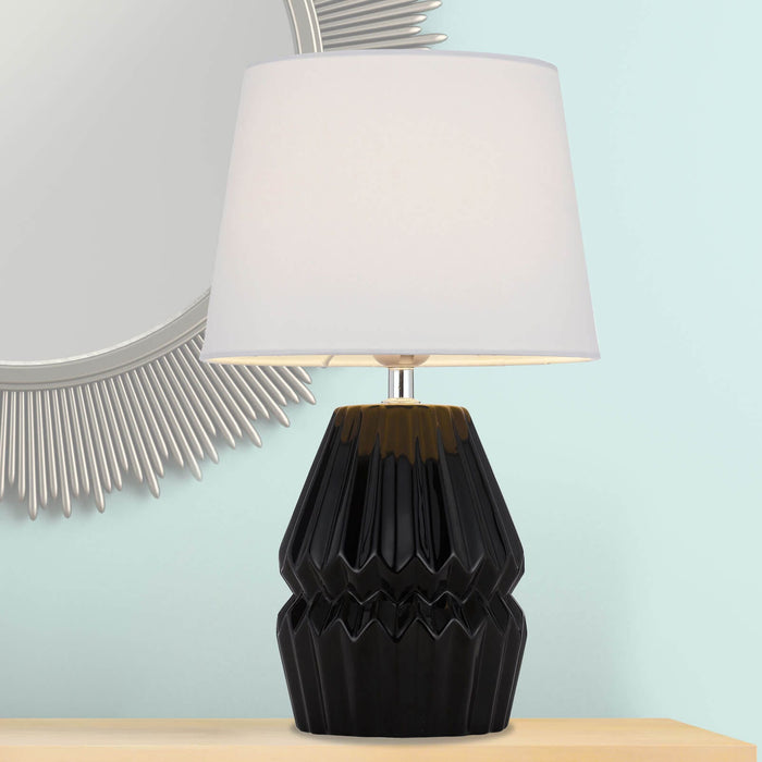 GREET: Ceramic Table Lamp with Fabric Shade (Avail in Black, Blue, Butterscotch & Chrome)