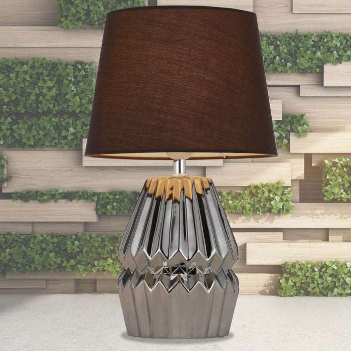 GREET: Ceramic Table Lamp with Fabric Shade (Avail in Black, Blue, Butterscotch & Chrome)