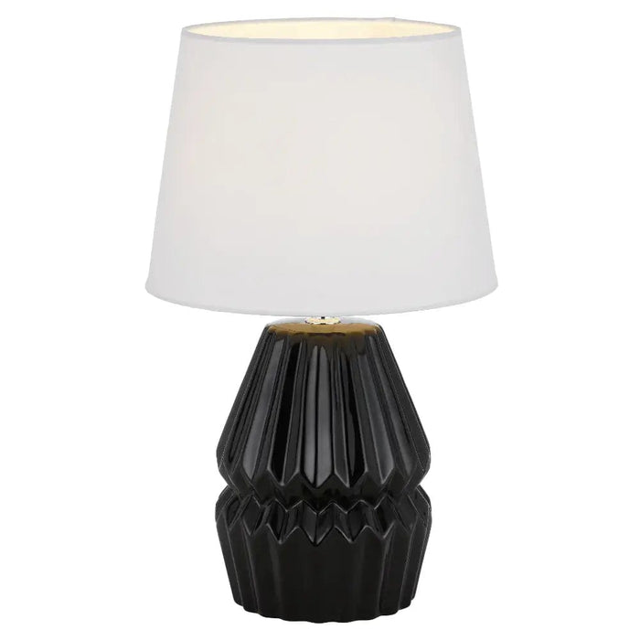 Telbix GREET: Ceramic Table Lamp with Fabric Shade (Avail in Black, Blue, Butterscotch & Chrome)