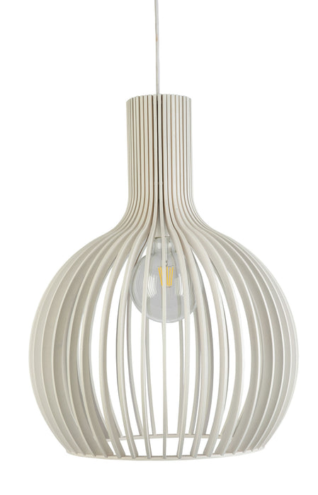GUARIN-35: Modern Timber 1 Light Pendant - 350mm (In Natural, White and Black)