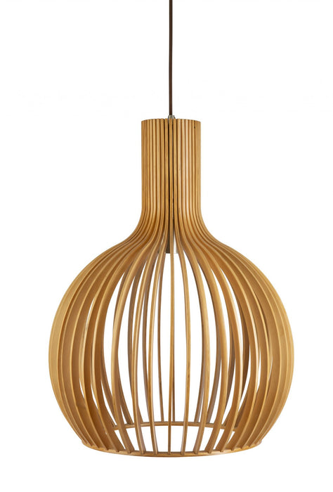 GUARIN-35: Modern Timber 1 Light Pendant - 350mm (In Natural, White and Black)