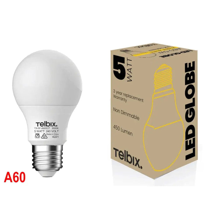 TELBIX E27 A60 5W Opal Non-Dimmable LED Globe