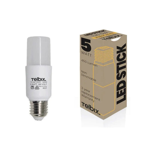 TELBIX E27 T30 5W Opal Non-Dimmable LED Stick Globe