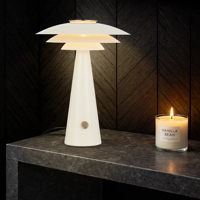 HALVIK: Modern Table Lamp with Tiered Dome Shade (Available in Green & Beige)