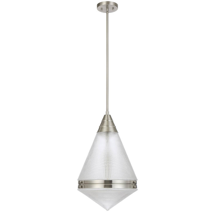 HARNON: 1 Light Modern Mid-Century Glass Pendant Light (Available in Black, Antique Gold & Nickel)