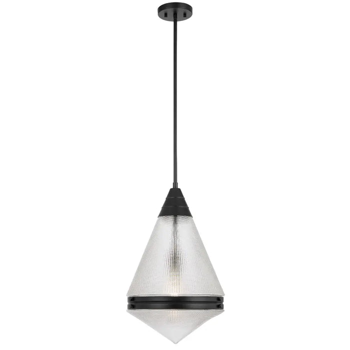 Telbix HARNON: 1 Light Modern Mid-Century Glass Pendant Light (Available in Black, Antique Gold & Nickel)