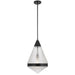 Telbix HARNON: 1 Light Modern Mid-Century Glass Pendant Light (Available in Black, Antique Gold & Nickel)