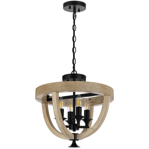 Telbix HOSLEY: 4 Light Close to Ceiling Wood Pendant Light