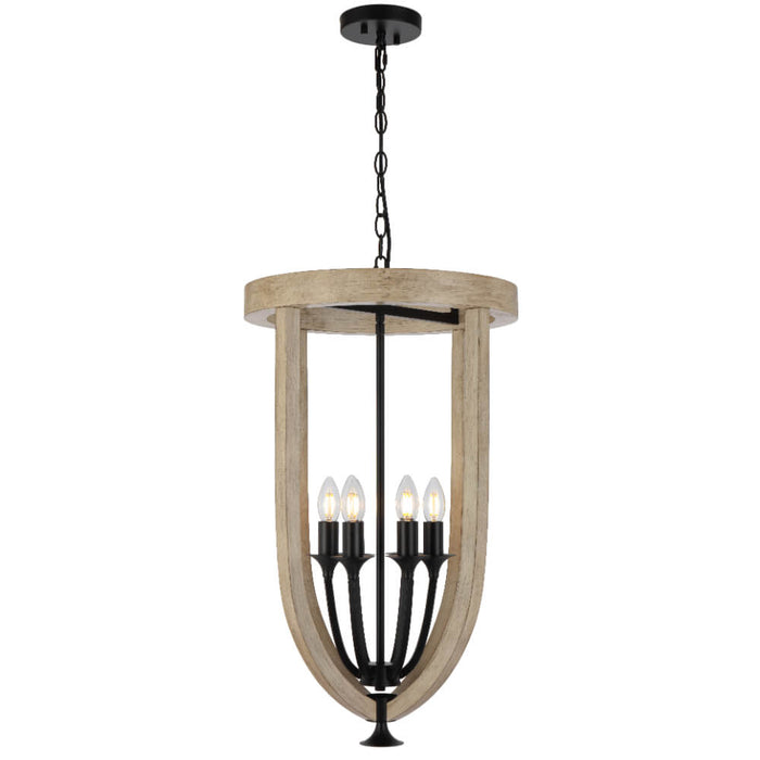 HOSLEY: Wood Pendant Light (Available in 4 Light & 6 Light)