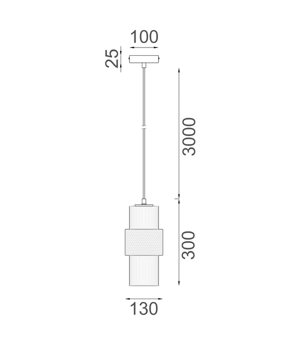 HUECA: Interior Double Cylinder Ribbed with Segment Pendant Lights (Available in Black & Gold)