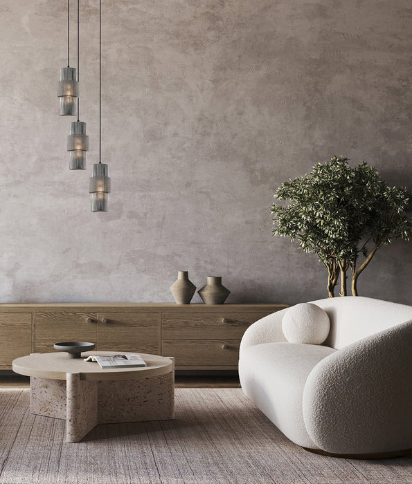 HUECA: Interior Double Cylinder Ribbed with Segment Pendant Lights (Available in Black & Gold)