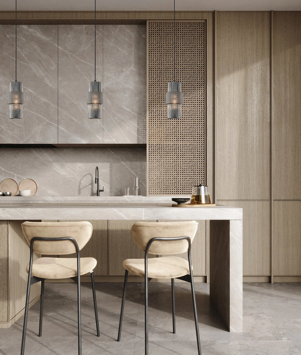 HUECA: Interior Double Cylinder Ribbed with Segment Pendant Lights (Available in Black & Gold)