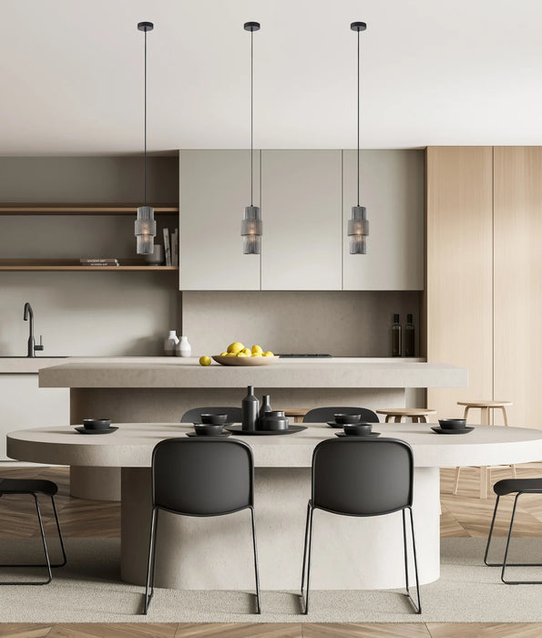 HUECA: Interior Double Cylinder Ribbed with Segment Pendant Lights (Available in Black & Gold)