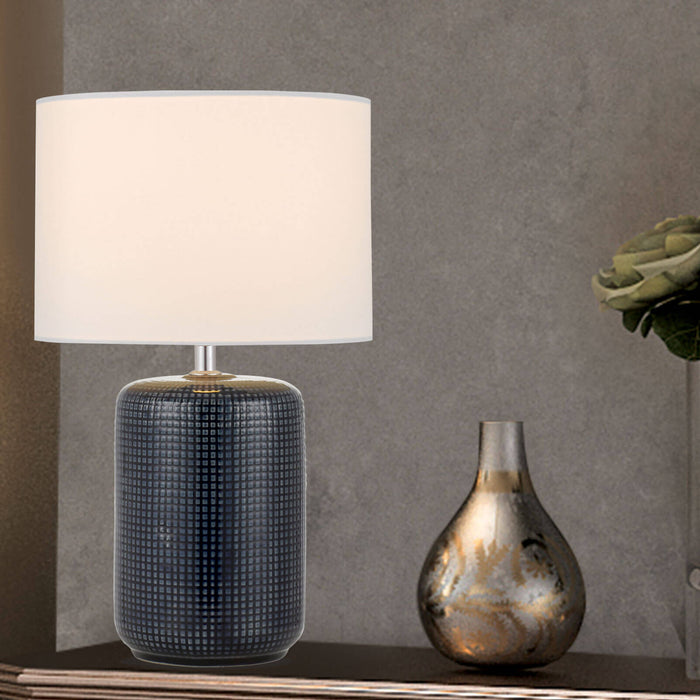 HYDE: Ceramic Table Lamp with Fabric Shade (Avail in Blue & Black)