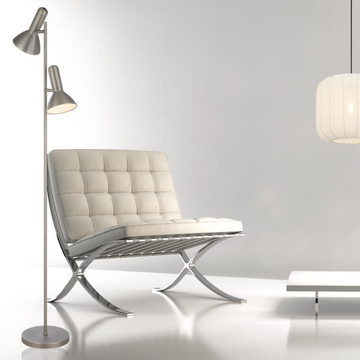 HYVIK: 2 Light Iron Floor Lamp (Available in Black, White, Brass & Nickel)