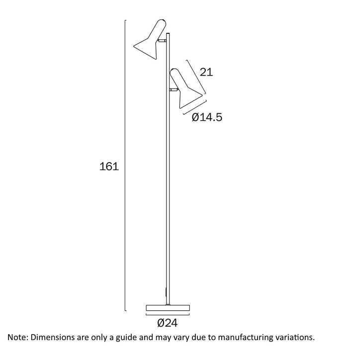 HYVIK: 2 Light Iron Floor Lamp (Available in Black, White, Brass & Nickel)