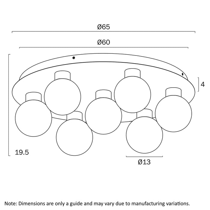 INVAR: Modern 7 Light Close to Ceiling Pendant