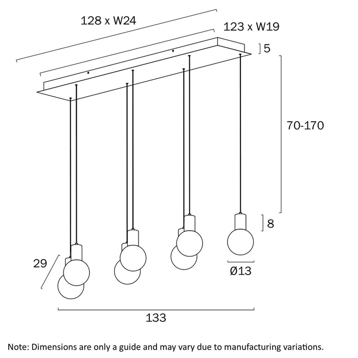 INVAR: Modern 7 Light Linear Bar Pendant Light