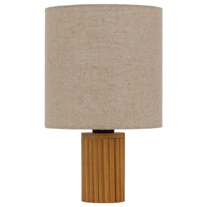 INWOOD: Wooden Table Lamp with Fabric Shade