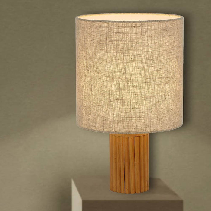 INWOOD: Wooden Table Lamp with Fabric Shade