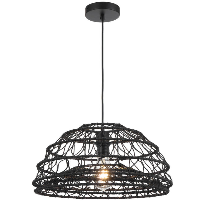 IVALO: 2 in 1 Adjustable Full Sphere/ Half-Sphere Shape Natural Bohemian Coastal Style  Pendant Light (Available in Black & Natural, 45cm & 60cm)