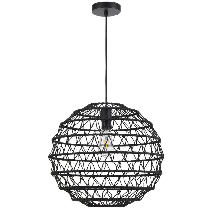 IVALO: 2 in 1 Adjustable Full Sphere/ Half-Sphere Shape Natural Bohemian Coastal Style  Pendant Light (Available in Black & Natural, 45cm & 60cm)
