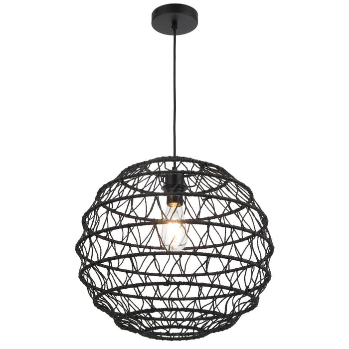 IVALO: 2 in 1 Adjustable Full Sphere/ Half-Sphere Shape Natural Bohemian Coastal Style  Pendant Light (Available in Black & Natural, 45cm & 60cm)