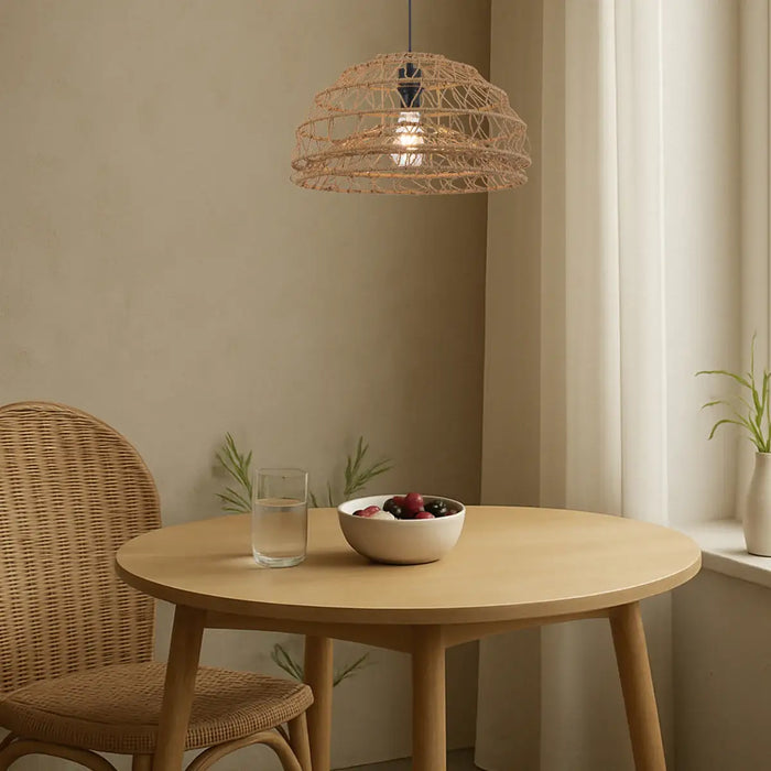 IVALO: 2 in 1 Adjustable Full Sphere/ Half-Sphere Shape Natural Bohemian Coastal Style  Pendant Light (Available in Black & Natural, 45cm & 60cm)