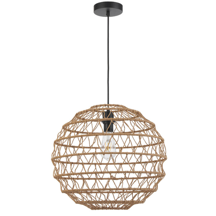 IVALO: 2 in 1 Adjustable Full Sphere/ Half-Sphere Shape Natural Bohemian Coastal Style  Pendant Light (Available in Black & Natural, 45cm & 60cm)