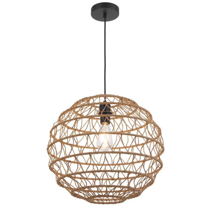 IVALO: 2 in 1 Adjustable Full Sphere/ Half-Sphere Shape Natural Bohemian Coastal Style  Pendant Light (Available in Black & Natural, 45cm & 60cm)