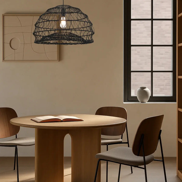 IVALO: 2 in 1 Adjustable Full Sphere/ Half-Sphere Shape Natural Bohemian Coastal Style  Pendant Light (Available in Black & Natural, 45cm & 60cm)