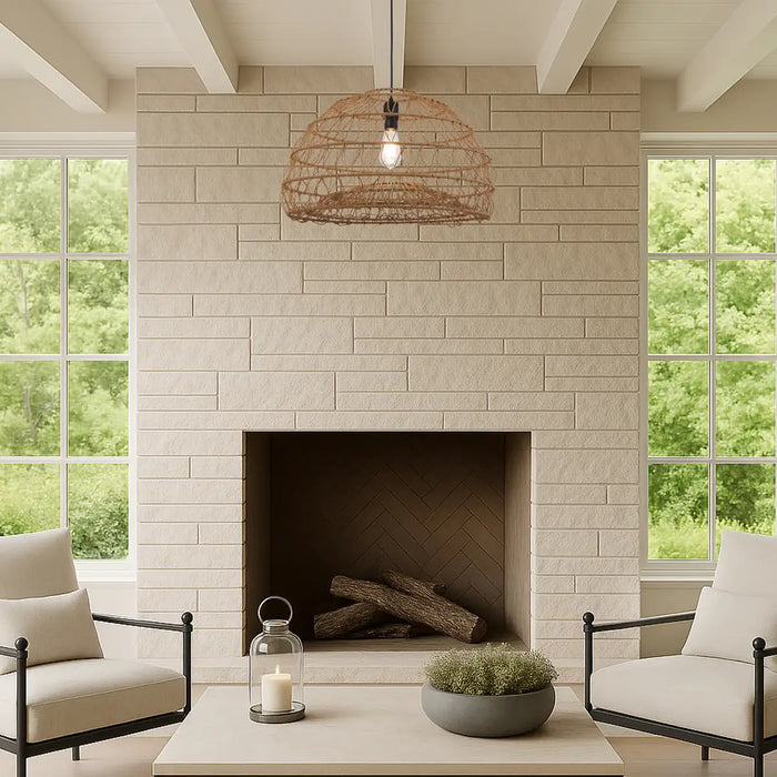 IVALO: 2 in 1 Adjustable Full Sphere/ Half-Sphere Shape Natural Bohemian Coastal Style  Pendant Light (Available in Black & Natural, 45cm & 60cm)