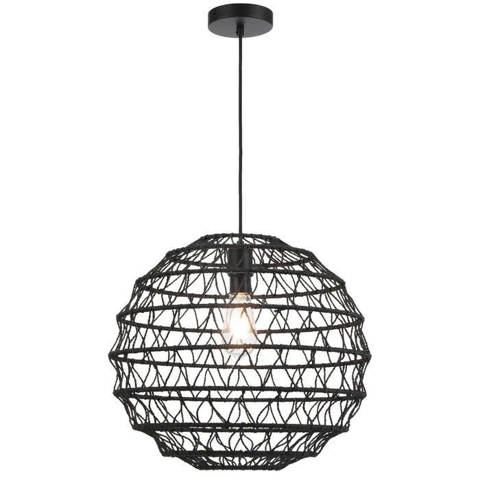 IVALO: 2 in 1 Adjustable Full Sphere/ Half-Sphere Shape Natural Bohemian Coastal Style  Pendant Light (Available in Black & Natural, 45cm & 60cm)