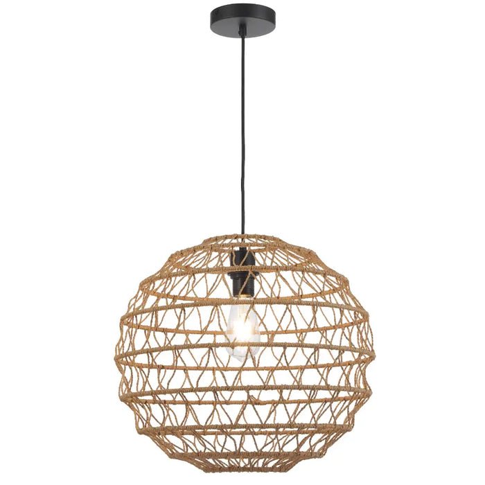 IVALO: 2 in 1 Adjustable Full Sphere/ Half-Sphere Shape Natural Bohemian Coastal Style  Pendant Light (Available in Black & Natural, 45cm & 60cm)