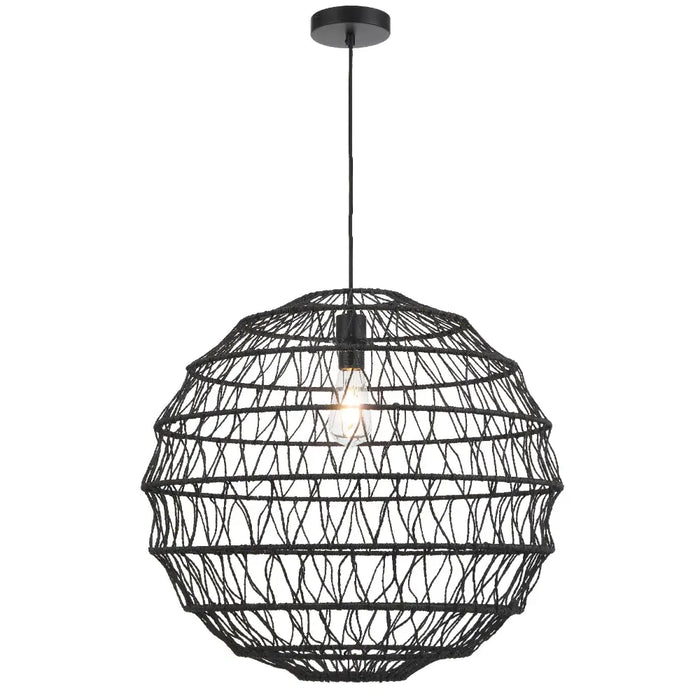 IVALO: 2 in 1 Adjustable Full Sphere/ Half-Sphere Shape Natural Bohemian Coastal Style  Pendant Light (Available in Black & Natural, 45cm & 60cm)