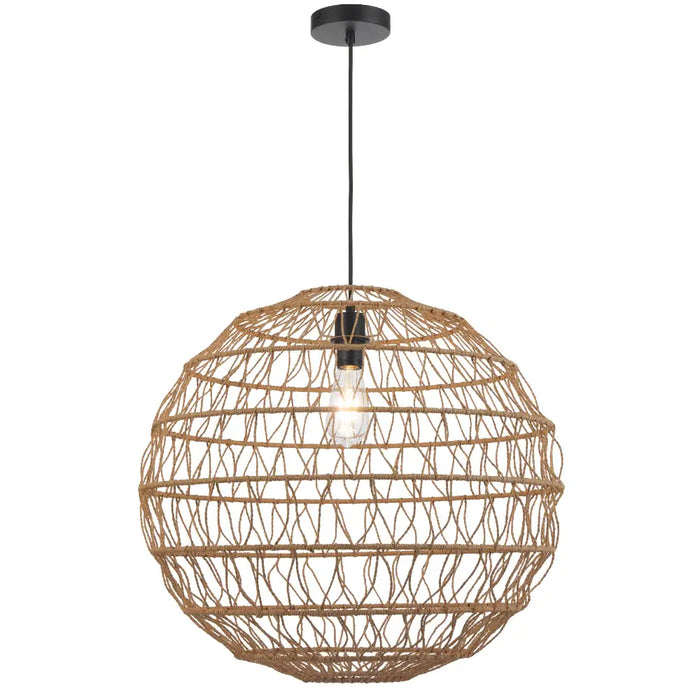 IVALO: 2 in 1 Adjustable Full Sphere/ Half-Sphere Shape Natural Bohemian Coastal Style  Pendant Light (Available in Black & Natural, 45cm & 60cm)