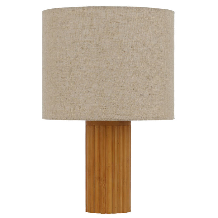 Telbix JACONA: Wooden Table Lamp with Fabric Shade