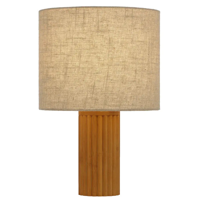 JACONA: Wooden Table Lamp with Fabric Shade