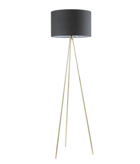 JAMBES: Antique Brass Tripod Floor Lamp with Drum Shade (Available in Black & White)