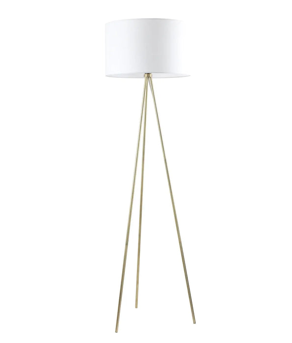 CLA JAMBES: Antique Brass Tripod Floor Lamp with Drum Shade (Available in Black & White)