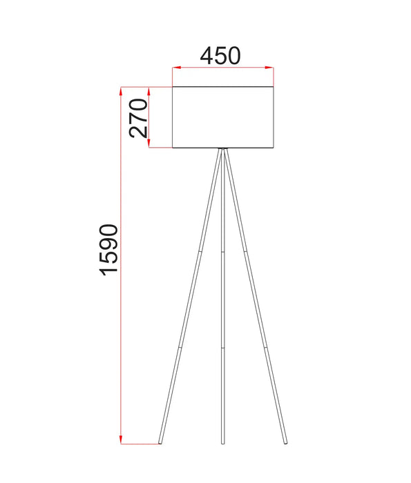 JAMBES: Antique Brass Tripod Floor Lamp with Drum Shade (Available in Black & White)