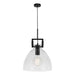 Cougar JEAN: 1 Light Pendant with Glass Dome Shade (Available in Black & Gold Finish)