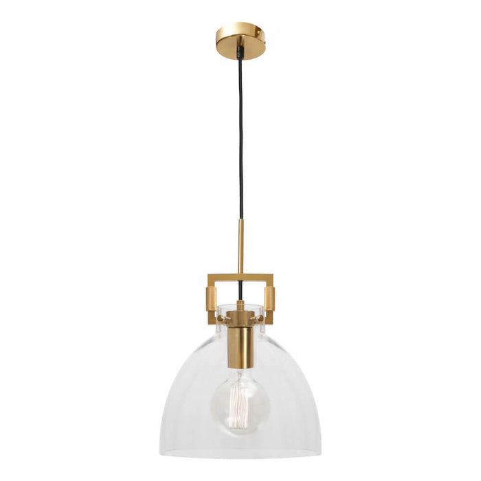 JEAN: 1 Light Pendant with Glass Dome Shade (Available in Black & Gold Finish)