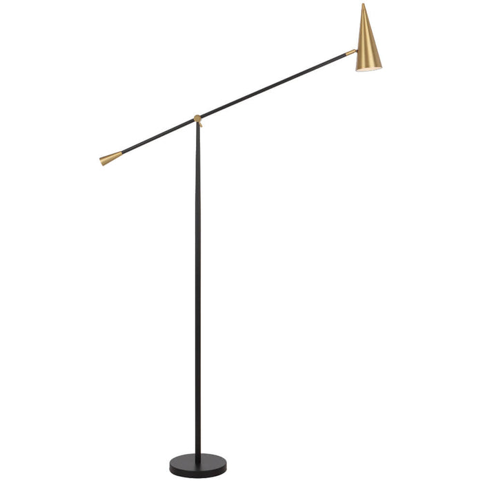 JIBARA: Cone Shaped Metal Floor Lamp (Available in Black/Brass & Beige/Brass)