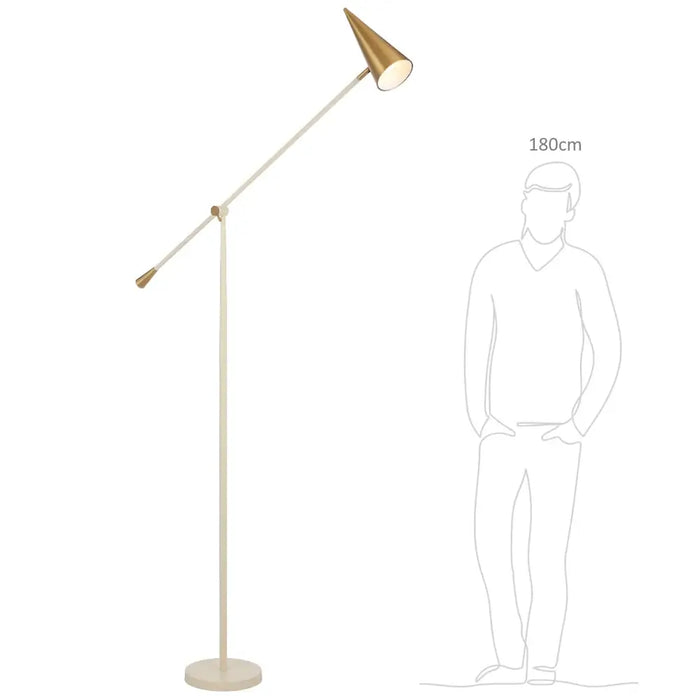 JIBARA: Cone Shaped Metal Floor Lamp (Available in Black/Brass & Beige/Brass)