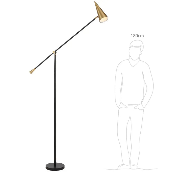 Telbix JIBARA: Cone Shaped Metal Floor Lamp (Available in Black/Brass & Beige/Brass)