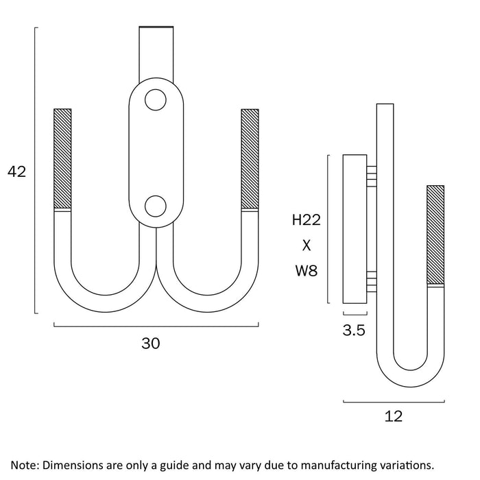 JOSHUA: 40cm 2 Light LED Interior Wall Light (Available in Black & Gold)