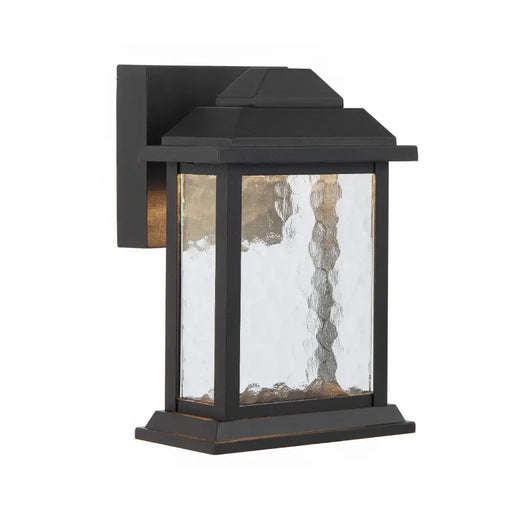 Telbix JOVARO: Black LED Wall Light with Textured Glass Shade (Available in 24cm & 38cm)